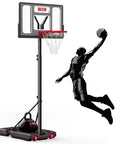 Portable Outdoor Basketball Hoop With 3-10Ft Adjustable Height, 40 Inch Shatterproof Backboard, Fillable Base, silhouette of player jumping
