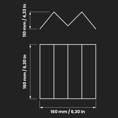 Diagram of 6x6 Replacement Air Filter For 4 Inch Duct Filter Box G3 Class Purifier dimensions, showing 160mm x 160mm size.