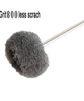 Set of 50 gray abrasive buffing wheels with 3mm mandrel for rotary tools, grit 800 for rust removal and deburring.
