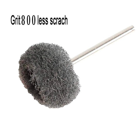 Set of 50 gray abrasive buffing wheels with 3mm mandrel for rotary tools, grit 800 for rust removal and deburring.