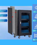Game Changing 30 Device Charging And Storage Cart With Secure Lockers For Smartphones And Tablets showing detailed steel features and design.