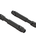 Heavy Duty Composite Rear Slider Driveshaft Set For 4x4 Rc Trucks, two durable black shafts with steel joints for reliable power transfer.