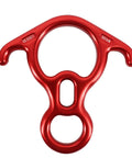 Beefy 50 kN Rescue Figure Belay And Rappel Device With Bent Ear Descent Gear for Rock Climbing in red 7075 aluminum