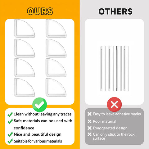 Comparison of Fan Shaped Furniture Corner Protectors With Strong 3M Adhesive Tape game changers, showing safe design and effective materials.