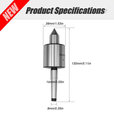 60 Degree 1MT Morse Taper Live Center For Lathe And CNC Work Beefy Triple Bearing Tailstock Center 0.0002 Inch Concentricity