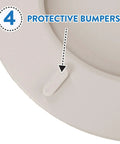 Champagne Elongated Soft Cushioned Toilet Seat With Plush Vinyl Cushion For Ultimate Bathroom Comfort showing protective bumpers