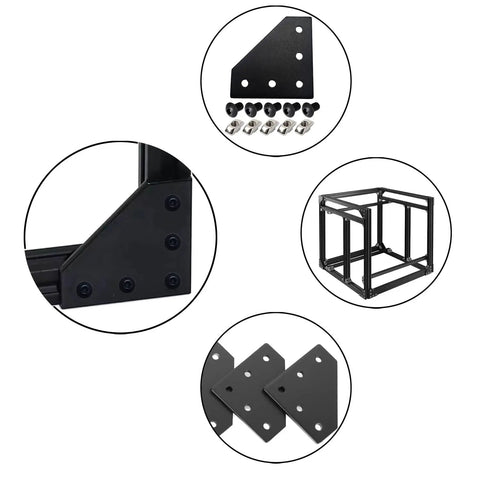 20x20mm Aluminum Extrusion Corner Bracket Kit L Shape 5 Hole Connector with 50 T Nuts 50 Screws and Wrench for 2020 Series