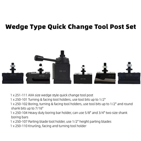 Top Shelf Wedge Style Quick Change Lathe Tool Post Set With Six Heavy Duty Holders For 12 Inch Swing Diameter Lathes Precision Ground Steel Shop Floor Workhorse Built Tough And Ready To Roll