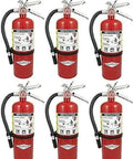 Six Pack 5 Pound ABC Dry Chemical Fire Extinguishers With Wall Brackets For Home And Office Use, Multi Purpose Class A B C