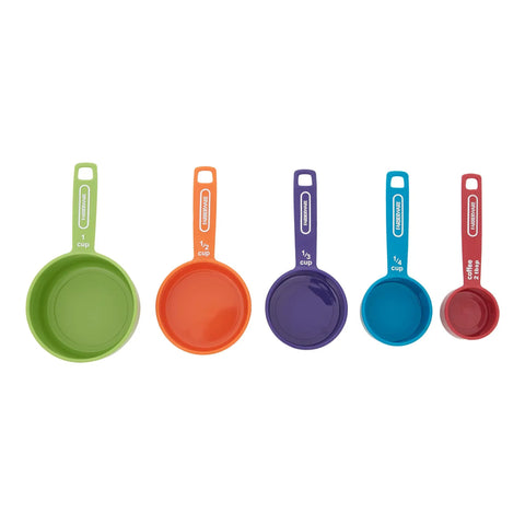 Must Have Nestable Measuring Cup Set With Two Tablespoons Coffee Scoop, Durable BPA Free Plastic, Clear Easy Read Markings, Dishwasher Safe