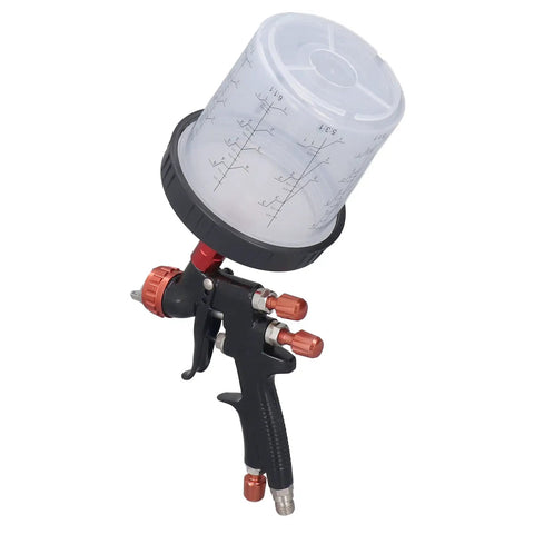 Aluminum Alloy Body Air Paint Sprayer With Stainless Steel Head Adjustable Amplitude Pro Grade Car Spray Gun For Auto Parts And Home Decor Heavy Duty High Atomization And Wide Spray Range with translucent cup