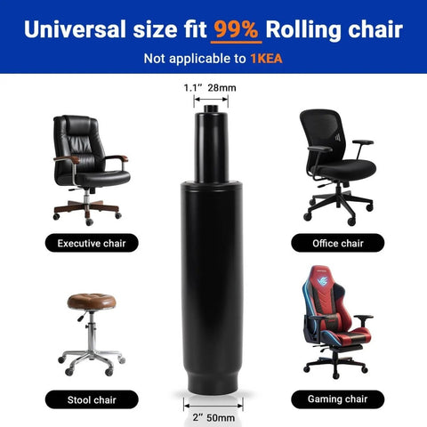 Beefed-Up Heavy Duty Office Chair Cylinder Replacement With 2.4 Inch Stroke And 1000 Lb Class 4 Hydraulic Lift shown with chairs.