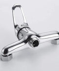 YHdtUO Kitchen Faucet Wall Mounted Single Handle Sink Rotating Hot and Cold Mop Pool Basin chrome faucet close-up view.