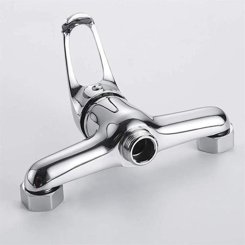 YHdtUO Kitchen Faucet Wall Mounted Single Handle Sink Rotating Hot and Cold Mop Pool Basin chrome faucet close-up view.