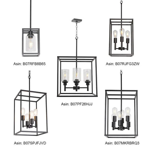 5 designs of 6 Light Black Farmhouse Pendant Chandelier With Square Cage Shades For Kitchen Dining Room And Entryway Dimmable Rustic Modern Ceiling Light Fixture Dope Home Vibe Lighting.