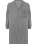 Premium Unisex Workwear Lab Coat Featuring Hella Tough Cotton Polyester Build For V Neck Button Front Closure And Ample Storage Pockets For Reliable Daily Wear In Sleek Gray