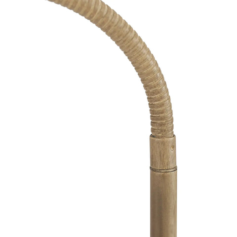 Adjustable arm of the 52 Inch Floor Lamp with Faux Wood Finish and White Pattern Shade Japandi Style