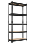 Beefy Heavy Duty Metal Garage Shelves 5-Tier Storage Rack With 2000 Lb Capacity, Adjustable Kitchen Pantry Basement Organizer, Black Steel Shelving Unit For Tools And Cans, Durable Built In Ribs, 59 In H By 28 In W By 12 In D