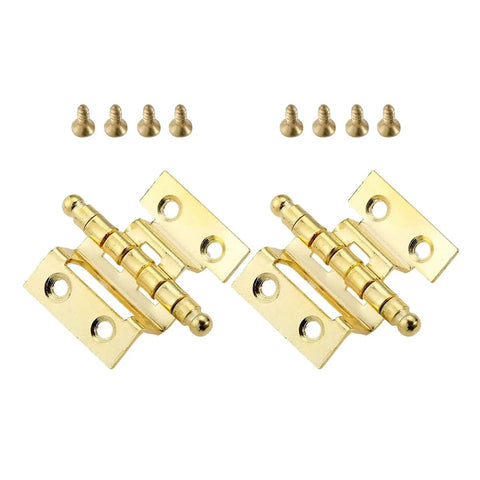 Top Shelf Vintage Gold Cabinet Hinges 2 Pack Badass Zinc Alloy Crown Hardware for jewelry boxes and wardrobe doors.