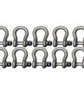 Ten pack of 3/4 inch forged screw pin shackles D rings for rope, cable, and chain rigging with 3.25 ton working load.