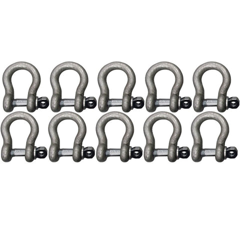 Ten pack of Three Quarter Inch Forged Screw Pin Shackle D Ring for Rope Cable and Chain Rigging with 3.25 ton WLL.