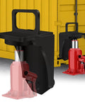 Beefy, Heavy Duty Shipping Container Jack Lug Kit With U Shaped Handle, Bottle Jack Accessories, shown with yellow container