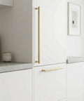 Go-To Champagne Bronze Cabinet Pulls Set Of 6 With Ribbed Knurled Texture And Anti Fingerprint Finish on white kitchen cabinets