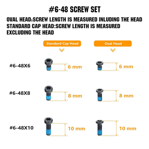 Hardened Steel Thirty Piece T15 Torx Screw Set For Rack Systems And Pedal Plates features oval and standard heads in 6, 8, and 10 mm sizes.