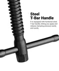 Close-up of steel T-bar handle on Beefy 20-Inch Heavy Duty All Steel F-Style Bar Clamp With 5-1/2 Inch Throat and 2645 Lb Clamping Force