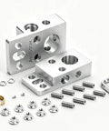 Heavy Duty 13 Way Battery Power Distribution Block With M8 M6 M4 Threaded Studs for RV Marine Automotive Solar Lithium Batteries in silver finish.