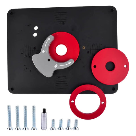 Universally Compatible Router Table Insert Plate Set With Pre Drilled Holes For Quick Installation, heavy duty metal