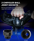 Orion Motor Tech ball joint press kit, 23pc, with 3/4 in drive; includes 2 Chrysler ball joint sockets.