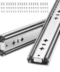 Built Tough Heavy Duty 36 Inch Full Extension Drawer Slides With Ball Bearing Rails, 300 Pound Capacity, Steel Construction For Smooth, Effortless Drawer Operation On Heavy Load Cabinets. Steel drawer slides with screws.
