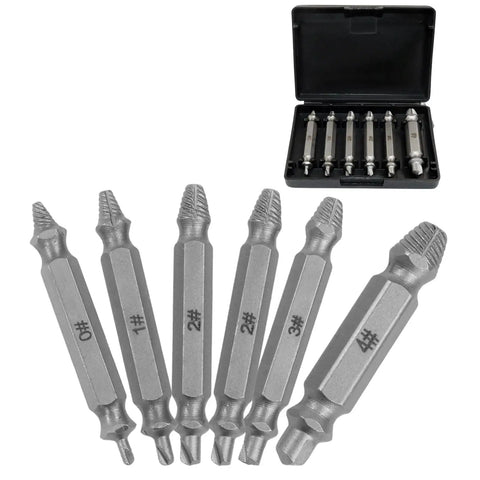 6 Piece Damaged Screw Extractor Kit For Stripped Screws And Bolts, Universal Drill Bit Remover Set For Rusty And Broken Hardware