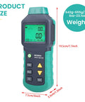 LCD Circuit Analyzer With Backlit Display And Data Retention, RMS Voltage Tester for AC 100-240V, product dimensions shown