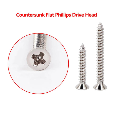 Heavy Duty Nickel Humbucker Pickup Frame Mounting Screws For Gibson Les Paul And SG Guitars drop dead compatible countersunk Phillips head.