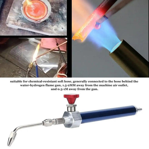 Water Oxygen Welding Torch 8008 for Jewelry Soldering and Gold Making showing blue flame and ergonomic blue handle