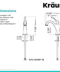 Technical dimensions of Arlo Single Handle Basin Bathroom Faucet With Lift Rod Drain And Deck Plate Spot Free All-Brite