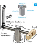 Slick Ace 3/4 Inch Bench Dog Clamps For Woodworking Crews With Rock Solid Stainless Steel Frame Brass Index Stops dimensions and components.