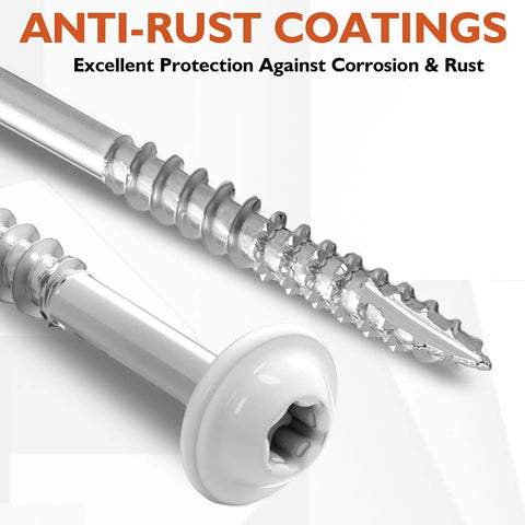 Heavy Duty White Cabinet Screws Bulk Pack Number Nine By One Three Quarter Inches Wood Fasteners For House Makeovers And Furniture Builds Approximately Two Forty Pieces showcasing anti-rust coatings.