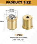 10 Piece Industrial Grade Stainless Steel Spring Plunger 7.5 By 5.5 Mm Precision Ball Head Pin sized with dimensions and details.