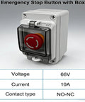 Emergency Stop Button With Weatherproof Box 660V 10A IP67 Red Mushroom Head E Stop Switch For Quick Rugged Power Shutdown Built For Tough Jobs In Harsh Industrial Environments