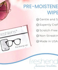 Freshends lens cleaning wipes packet with eyeglasses illustration; pre-moistened, 50 wipes for eyeglasses and screens