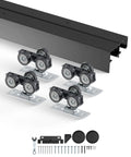 Heavy Duty Bypass Sliding Door Hardware Kit For Two Doors Four Foot Aluminum Alloy With Finger Pulls Closet Door Hardware Set Fits Doors From One And Three Eighths To One And Three Quarters Inches Thick Supports Up To One Hundred Fifty Pounds