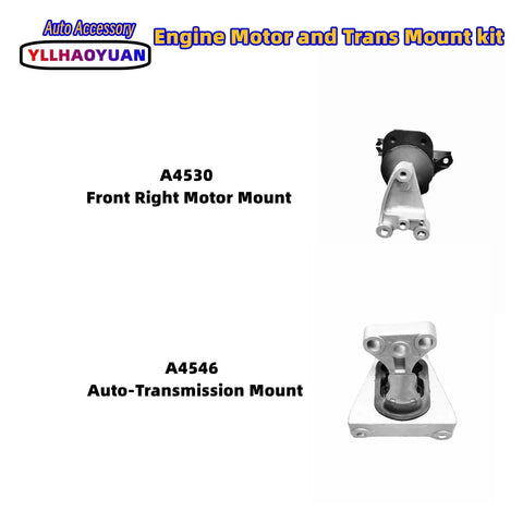 Four Piece Engine Mount Kit For 2006 2011 Honda Civic 1.8L Direct OE Replacement with A4530 front right and A4546 transmission mounts