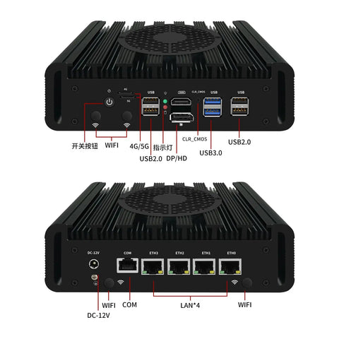 Kickbutt Compact Mini PC Fueled By The Versatile Amd Ryzen R2314 Chipset showing front and rear I/O ports and ventilation design.