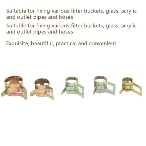 Various sizes of clamps from 75 Piece Spring Hose Clamp Kit With Zinc Plated Steel For Quick Fixes And Secure Pipes Hoses Glass
