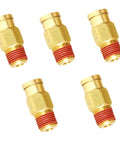 Push To Connect Pneumatic Fittings Set 1/4 Inch Tube OD To 1/8 Inch NPT Male Quick Connect Brass Air Hose Fittings 5 Pack