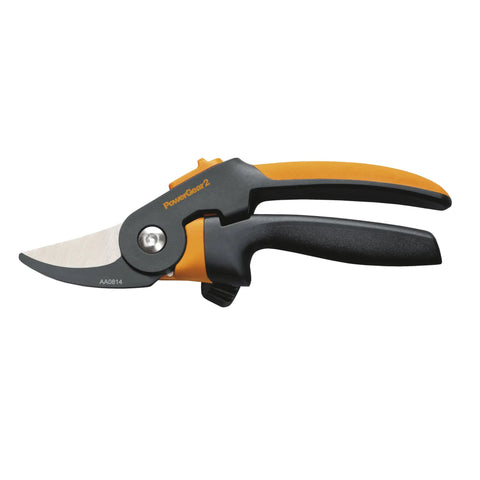 PowerGear2 Pruning Shears with rolling handle, UltraBlade coating, and SoftGrip handle, shown from the side view.