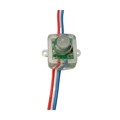 Close-up of WS2811 Individually Addressable RGB LED Pixel String 200 Pack 4 Inch Square 12mm Diffused DC 12V IP68 module